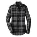 Port Authority Ladies Plaid Flannel Tunic Grey/Black Xlarge