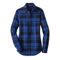 Port Authority Ladies Plaid Flannel Tunic Royal/Black Medium